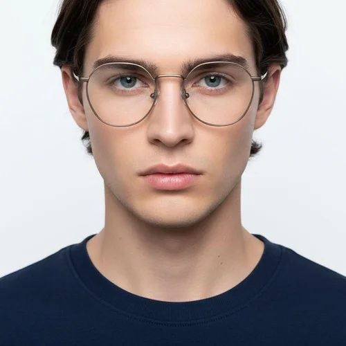 Lunettes rondes en titane brun #BS0218-0101