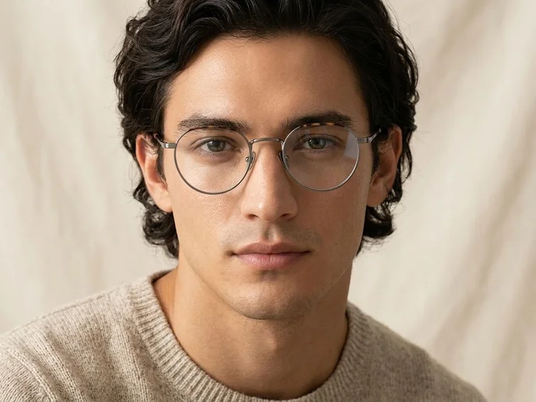 Round Gray Titanium Glasses #BS0218-0102