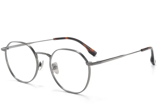 Lunettes rondes en titane gris #BS0218-0102