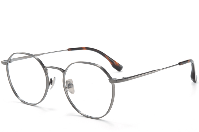 Ronde grijze titanium bril #BS0218-0102
