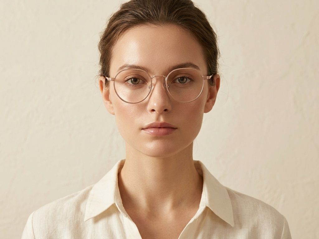 Round Golden Titanium Glasses #BS0218-0103