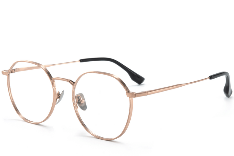 Round Golden Titanium Glasses #BS0218-0103