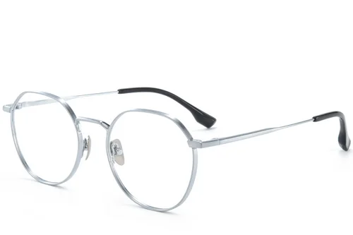 Lunettes rondes en titane argenté #BS0218-0104