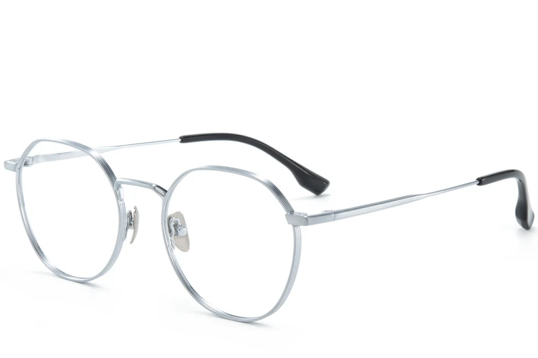 Ronde zilverkleurige titanium bril #BS0218-0104