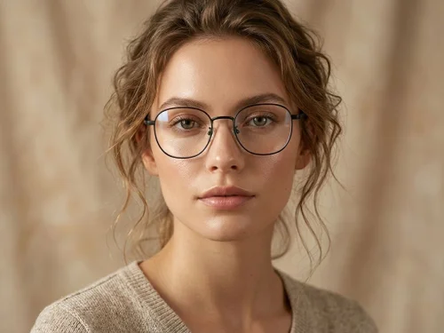 Lunettes rectangulaires en titane noir #BS0218-0105