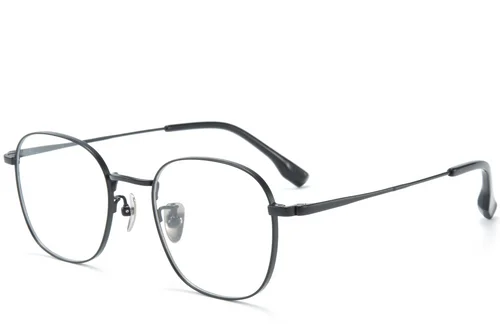 Lunettes rectangulaires en titane noir #BS0218-0105