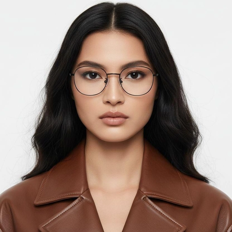 Gafas rectangulares de titanio negro #BS0218-0105
