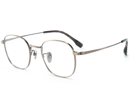 Lunettes rectangulaires en titane brun #BS0218-0107