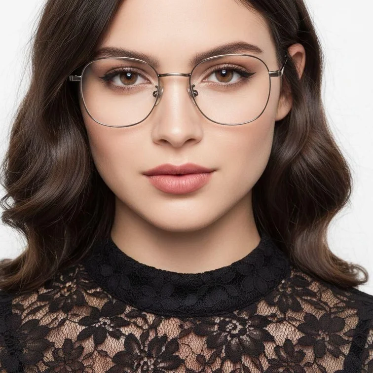 Rectangular Brown Titanium Glasses #BS0218-0107