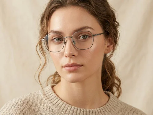 Lunettes rectangulaires en titane gris #BS0218-0108