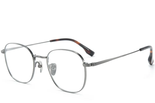 Lunettes rectangulaires en titane gris #BS0218-0108