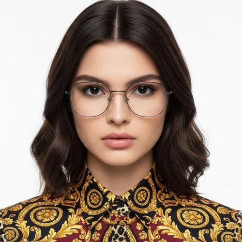 Lunettes rectangulaires en titane gris #BS0218-0108