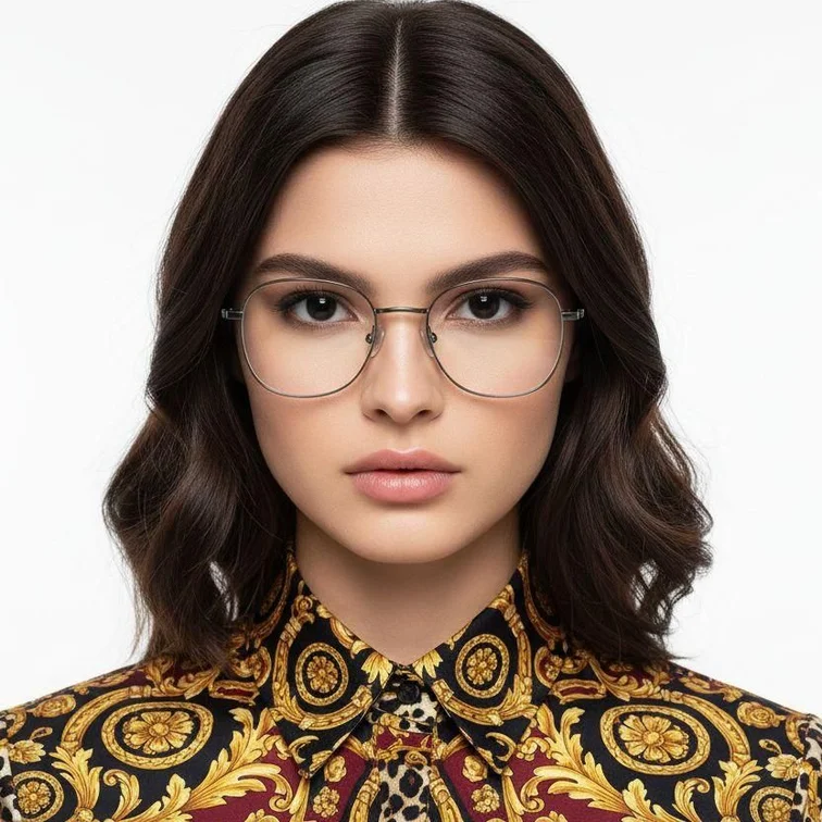 Lunettes rectangulaires en titane gris #BS0218-0108