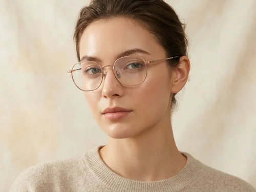 Lunettes rectangulaires en titane doré #BS0218-0109