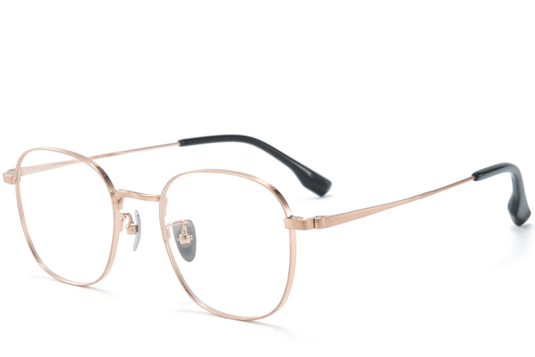 Gafas rectangulares de titanio dorado #BS0218-0109