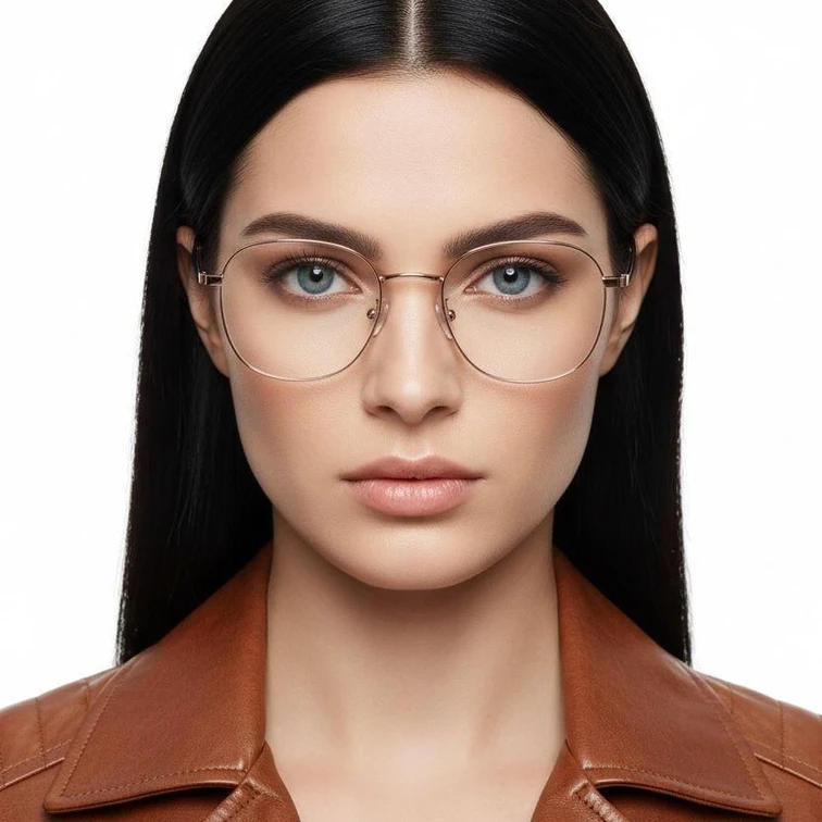 Gafas rectangulares de titanio dorado #BS0218-0109