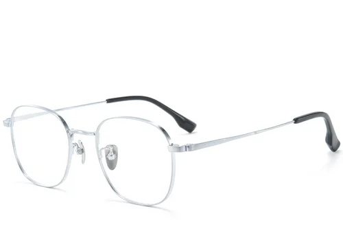 Lunettes rectangulaires en titane argenté #BS0218-0110
