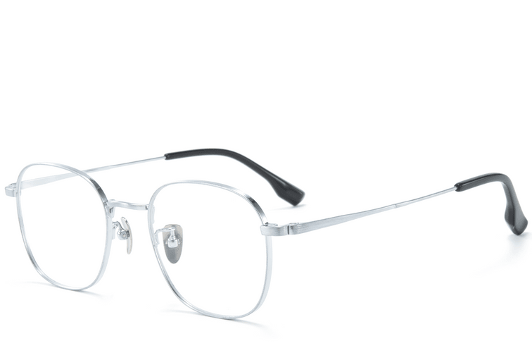 Lunettes rectangulaires en titane argenté #BS0218-0110
