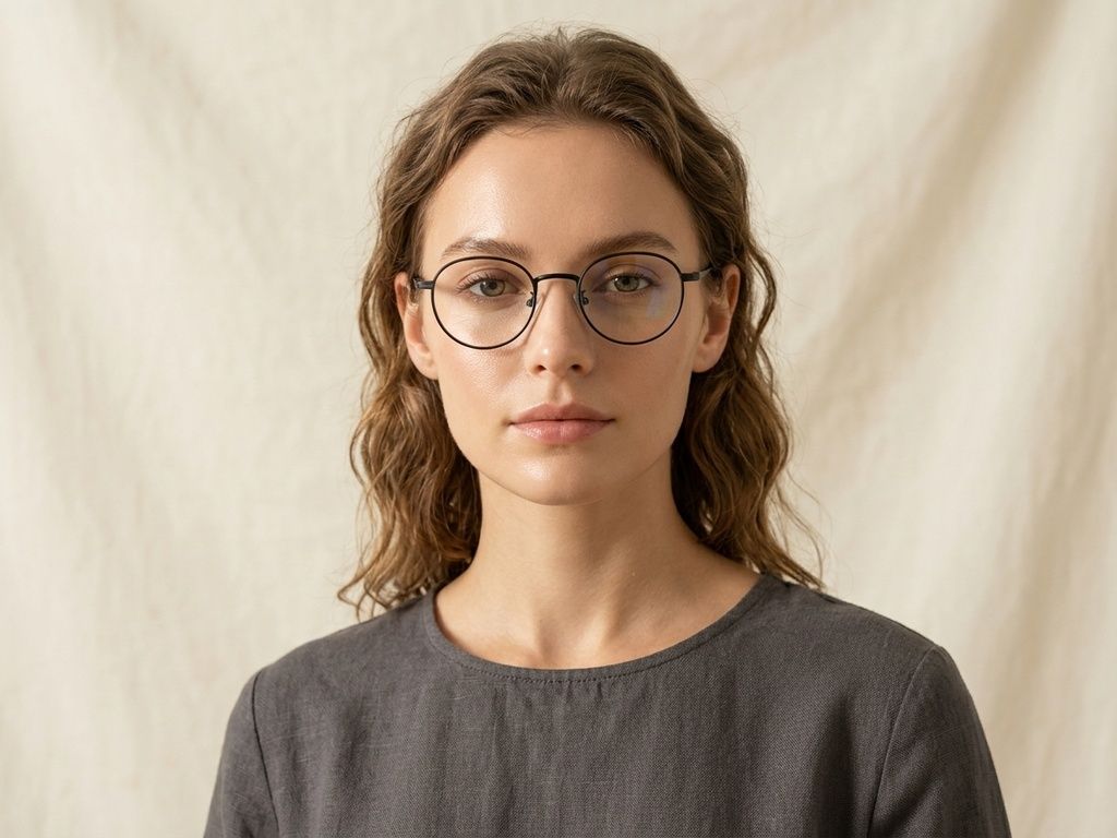Oval Black Titanium Glasses #BS0218-0111