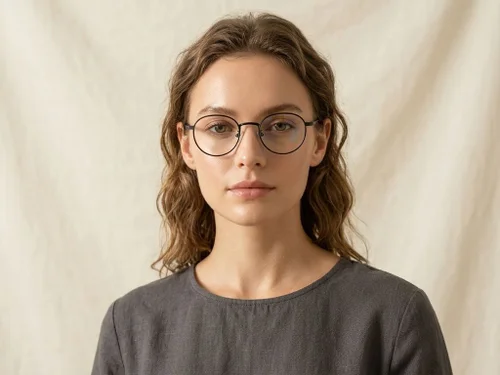 Lunettes ovales en titane noir #BS0218-0111