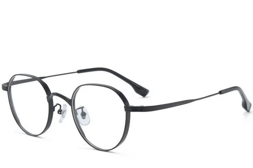 Lunettes ovales en titane noir #BS0218-0111