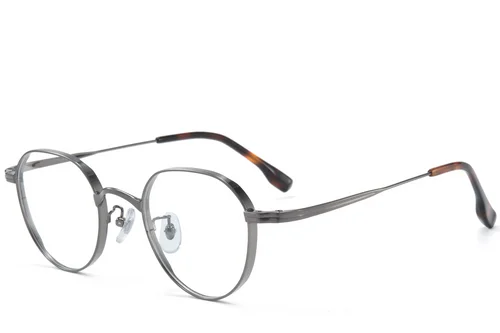 Lunettes ovales en titane argenté #BS0218-0114