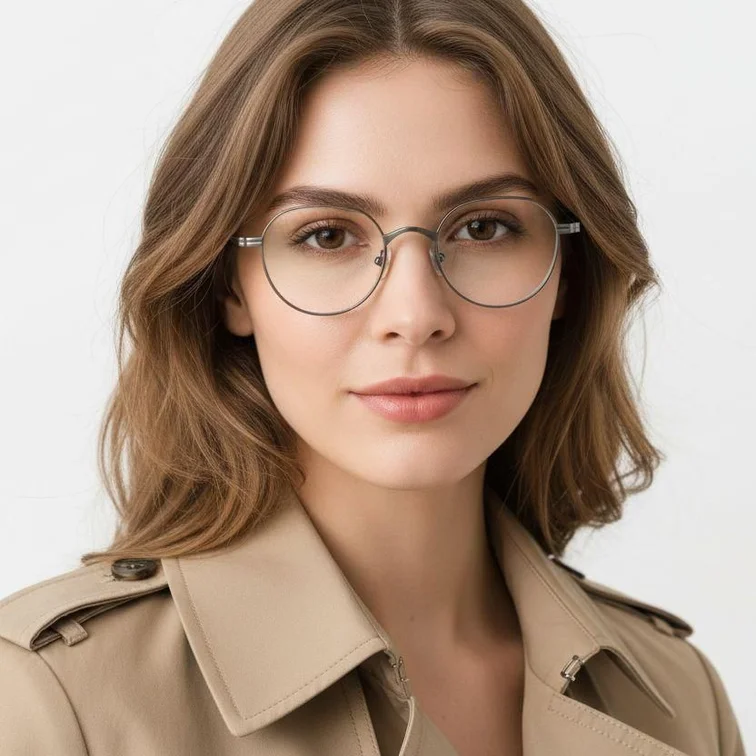 Lunettes ovales en titane argenté #BS0218-0114