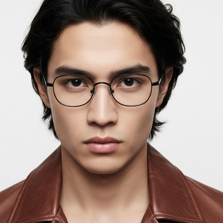 Gafas rectangulares de titanio negro #BS0218-0116