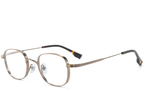 Lunettes rectangulaires en titane brun #BS0218-0118