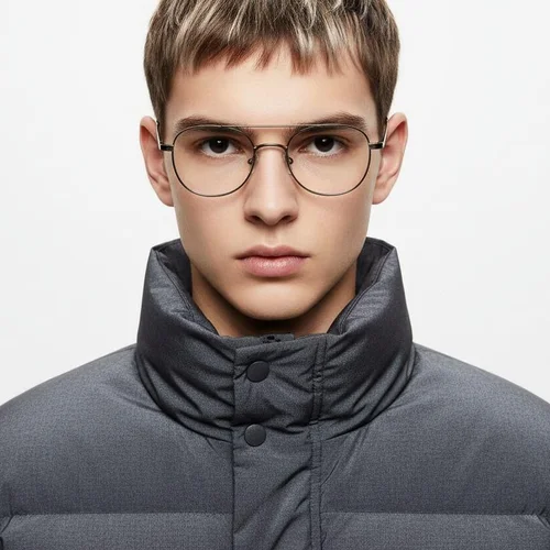 Lunettes rectangulaires en titane brun #BS0218-0118