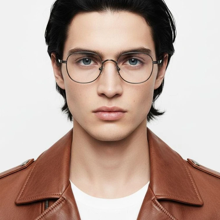 Lunettes rectangulaires en titane argenté #BS0218-0119