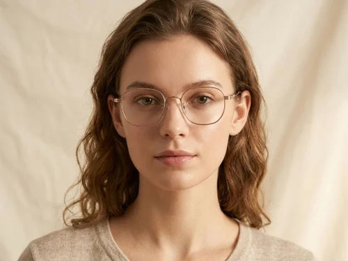 Lunettes rectangulaires roses en titane #BS0218-0120