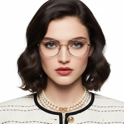 Gafas rectangulares de titanio dorado #BS0218-0120