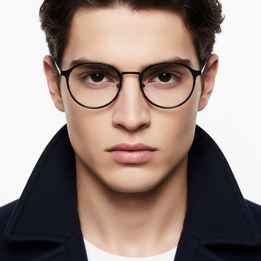 Round Black Titanium Glasses #BS0218-0121