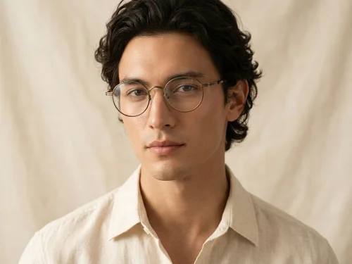 Lunettes rondes en titane brun #BS0218-0122