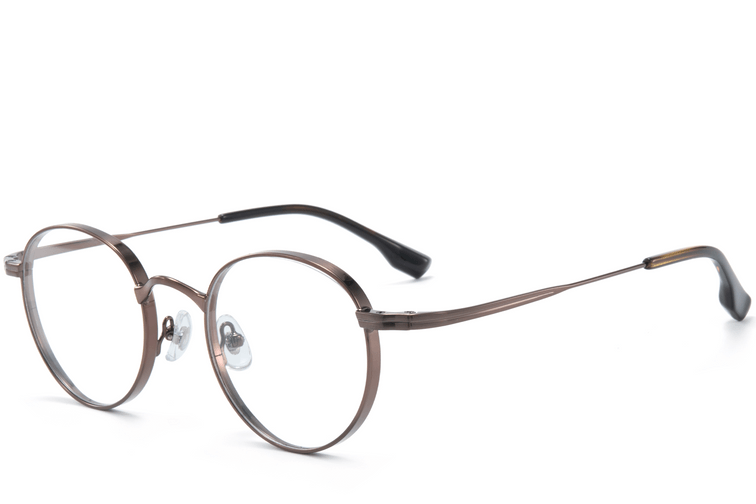 Round Brown Titanium Glasses #BS0218-0122