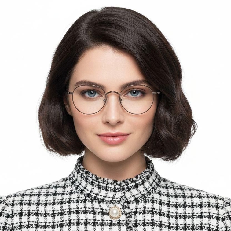 Round Brown Titanium Glasses #BS0218-0122