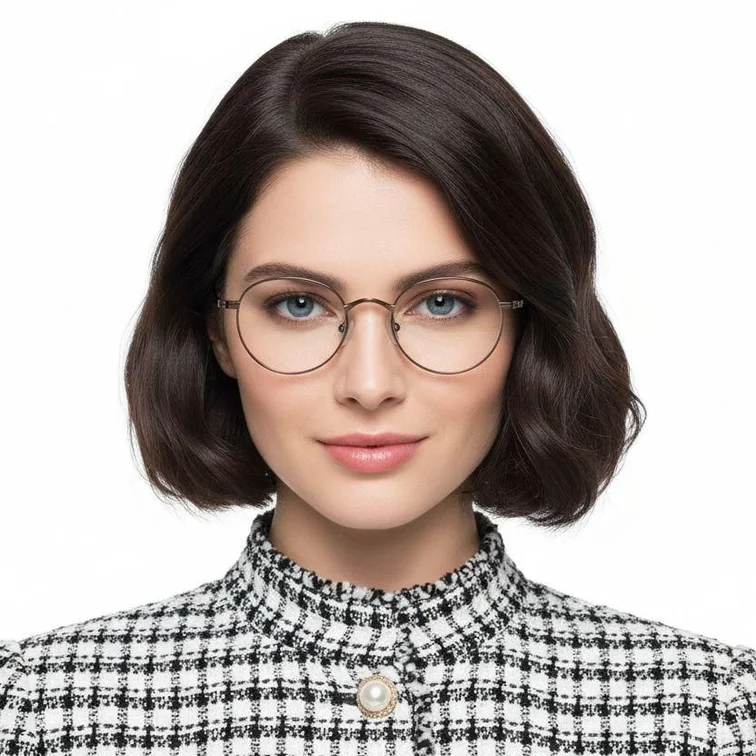 Lunettes rondes en titane brun #BS0218-0122