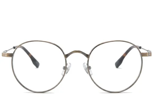 Lunettes rondes en titane brun #BS0218-0123