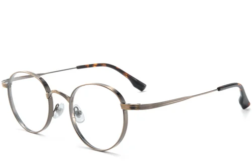 Lunettes rondes en titane brun #BS0218-0123