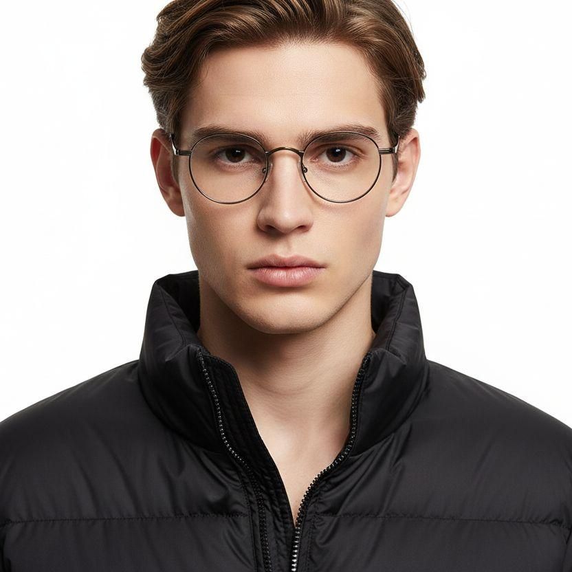 Round Brown Titanium Glasses #BS0218-0123