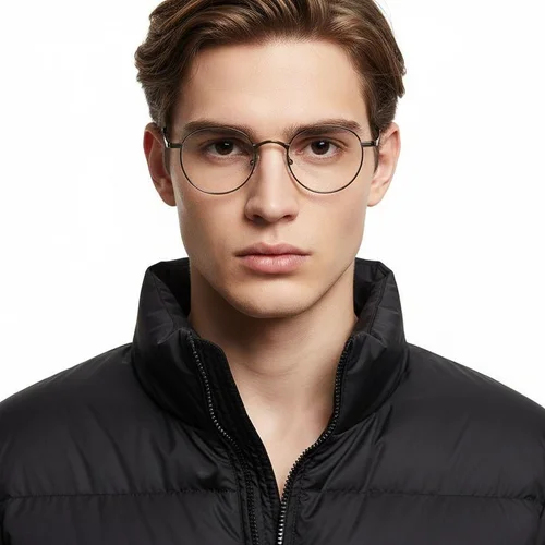 Lunettes rondes en titane brun #BS0218-0123