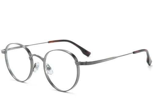 Lunettes rondes en titane argenté #BS0218-0124