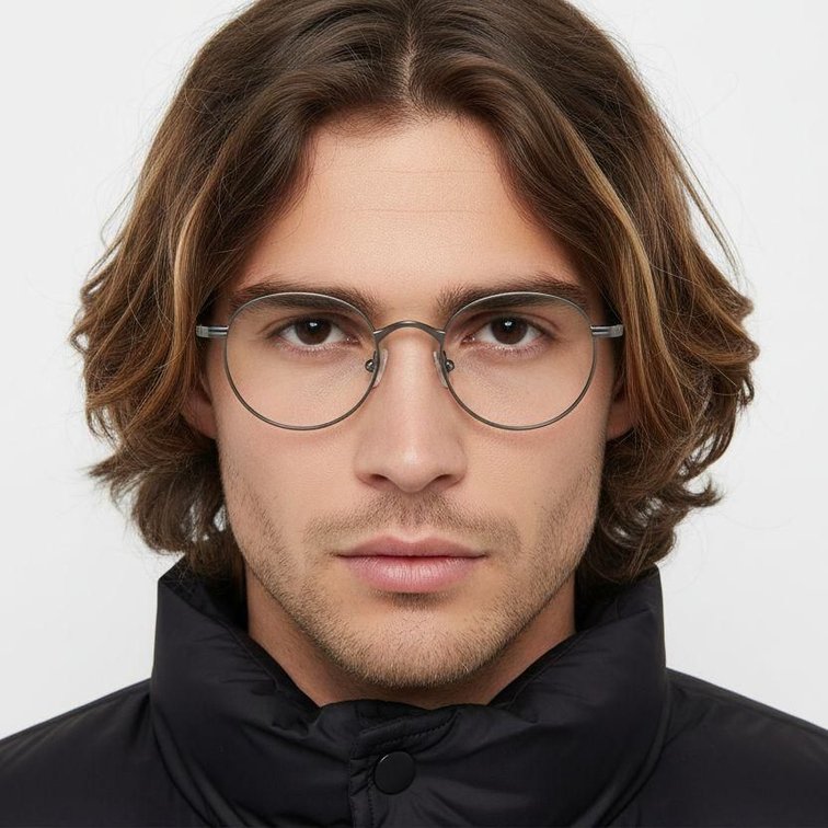 Round Silver Titanium Glasses #BS0218-0124