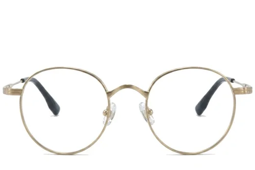 Lunettes rondes en titane doré #BS0218-0125