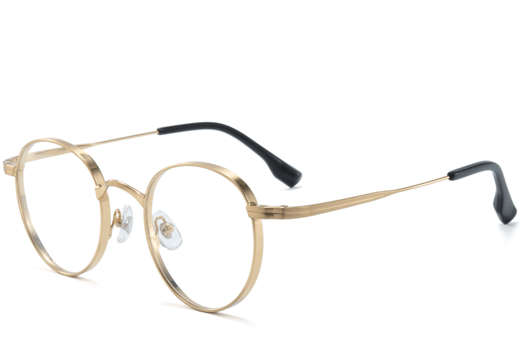 Lunettes rondes en titane doré #BS0218-0125