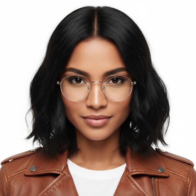 Lunettes rondes en titane doré #BS0218-0125