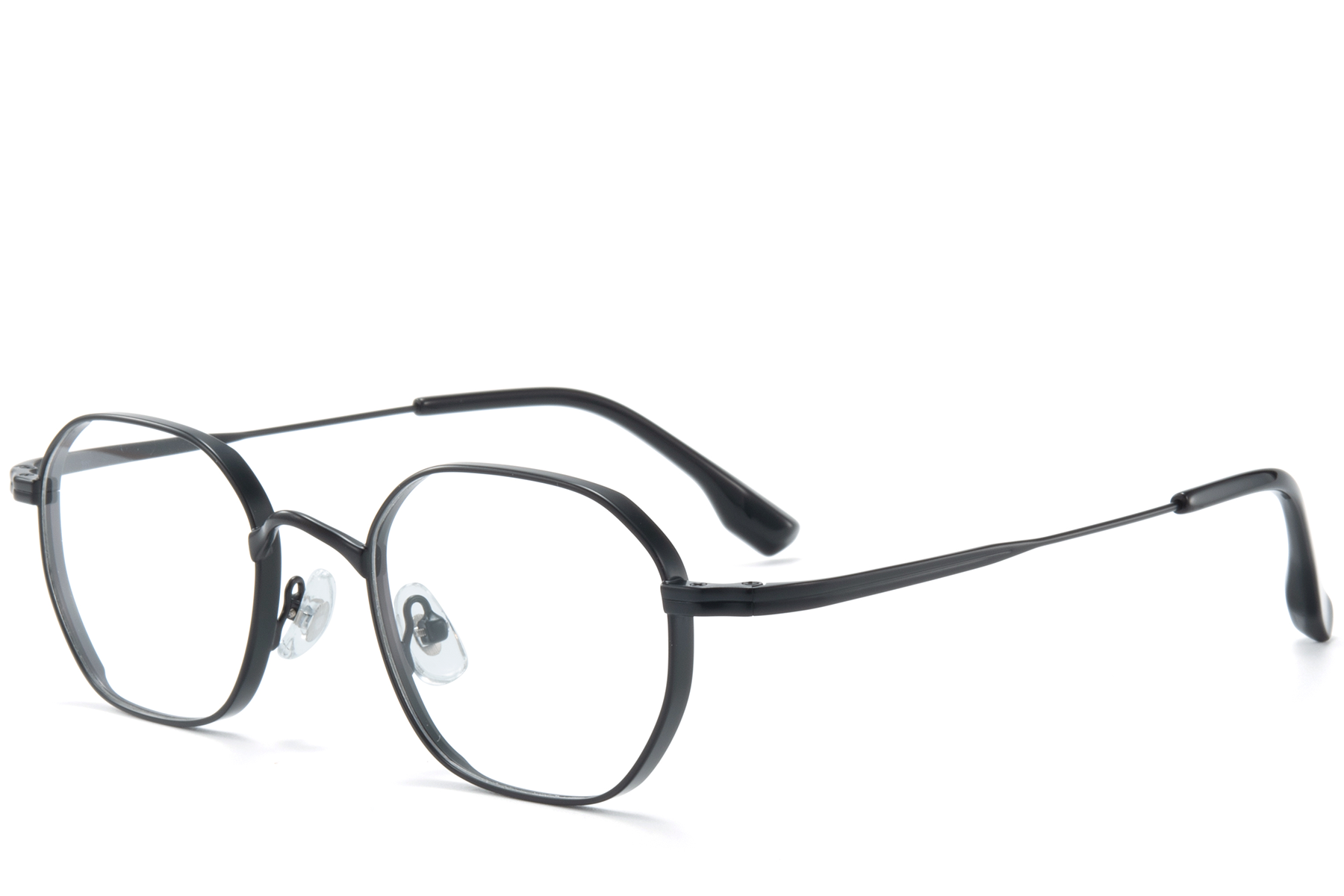 Rechteckige schwarze Titanbrille #BS0218-0126