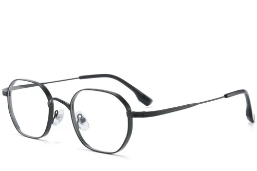 Lunettes rectangulaires en titane noir #BS0218-0126