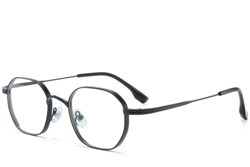 Rechteckige schwarze Titanbrille #BS0218-0126